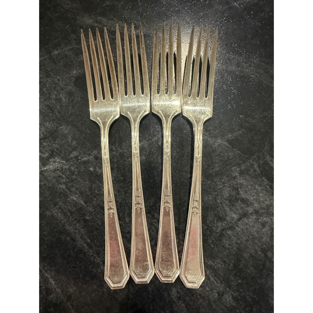 Vintage WM Rogers Silverplate Dinner Forks 1923 Mayfair Pattern Set of 4 7.5in